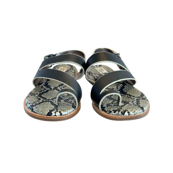 Crown Vintage Sandals Aaliya Black Zion Leather Wedge Strappy Women's 8/38.5 - Picture 4 of 10